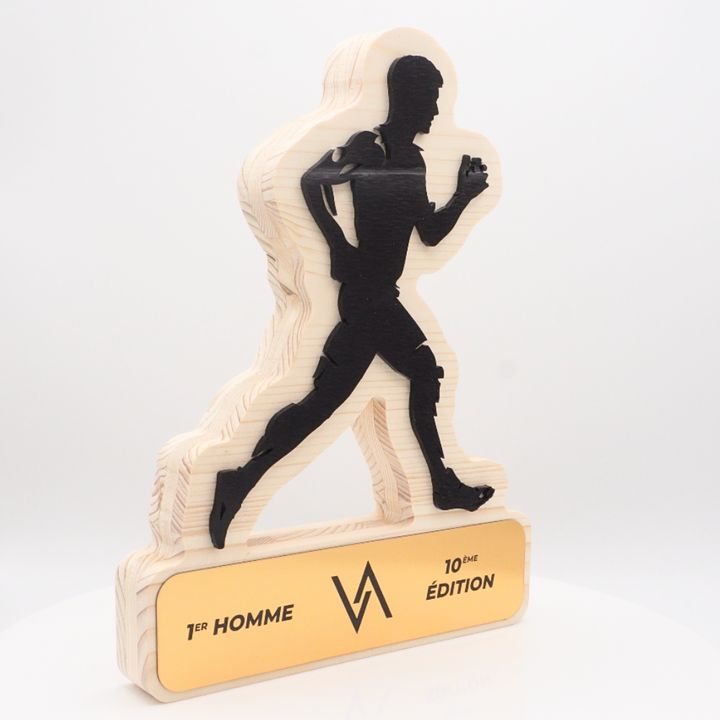 TROPHÉE EN BOIS - HOMME RUNNING - GAMME HYBRID