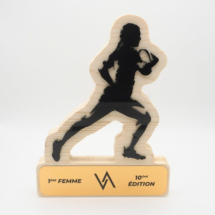 TROPHÉE EN BOIS - RUGBY FEMME - GAMME HYBRID