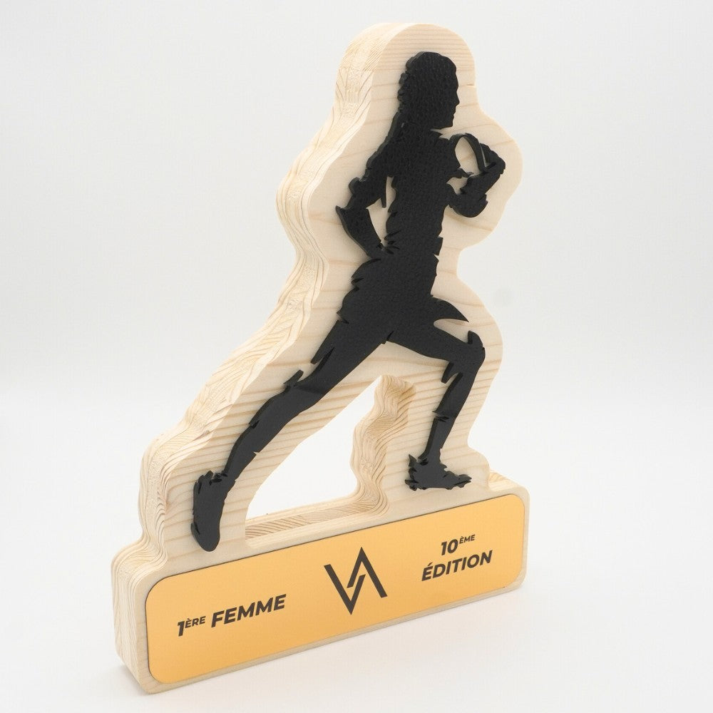 TROPHÉE EN BOIS - RUGBY FEMME - GAMME HYBRID