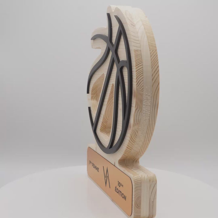 TROPHÉE EN BOIS - BALLON DE BASKETBALL - GAMME HYBRID
