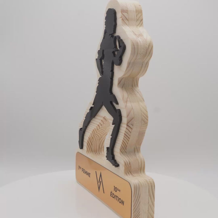 TROPHÉE EN BOIS - RUGBY FEMME - GAMME HYBRID