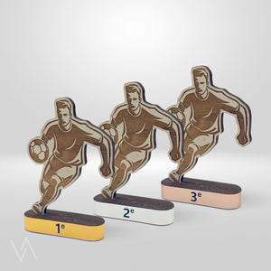 Trio de trophées personnalisés pour football gamme starter en studio Vulka