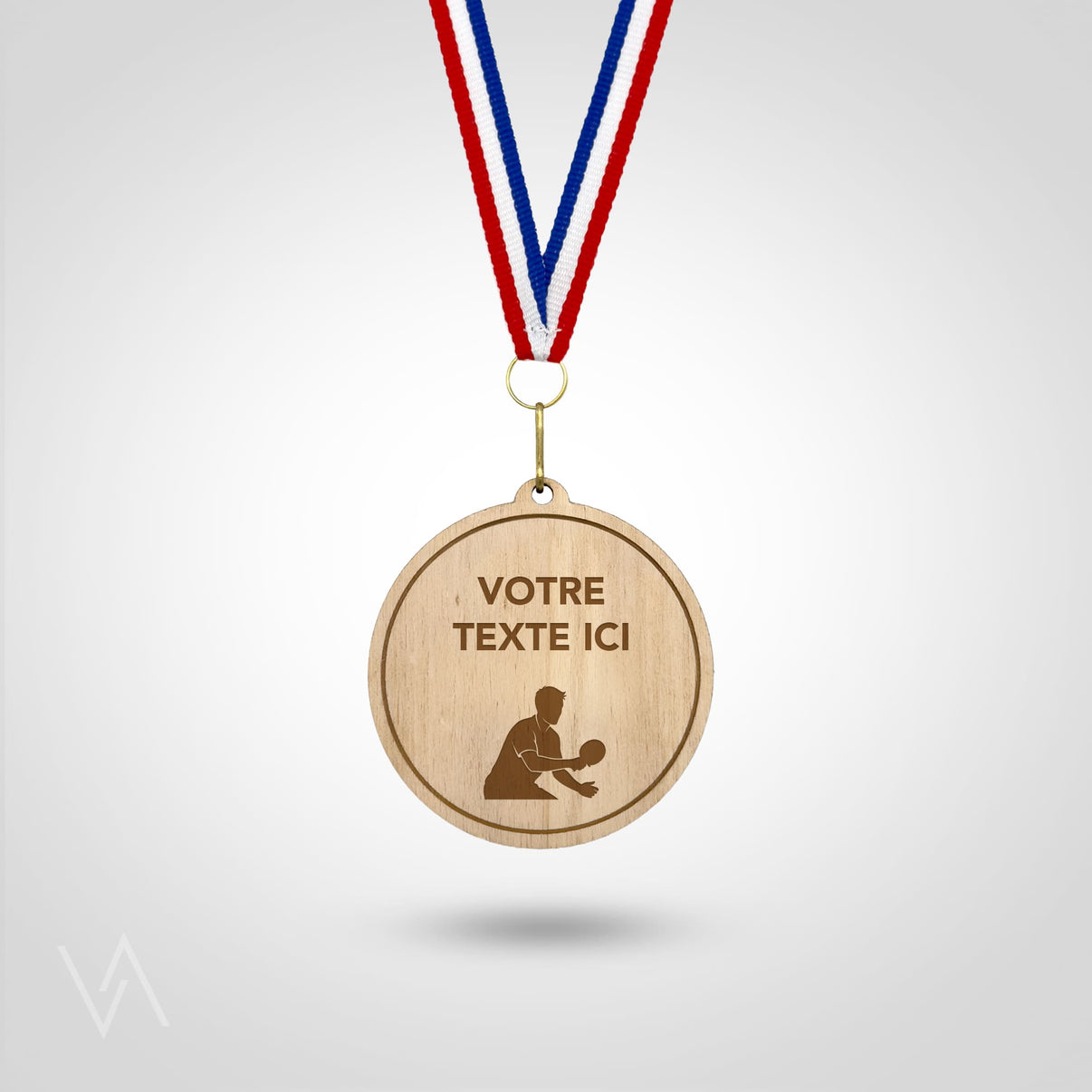 Médaille en bois personnalisable ping pong homme
