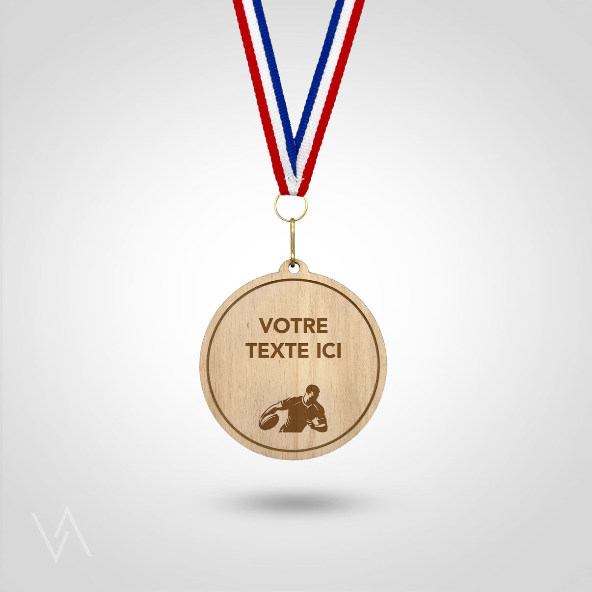 Médaille en bois personnalisable rugby homme